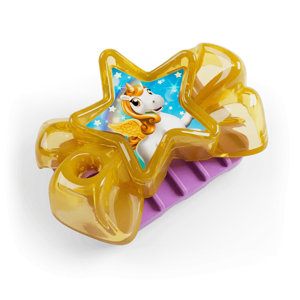 Sorpresine Unicorni 2025: VC164 - Molletta per capelli gialla star in vendita