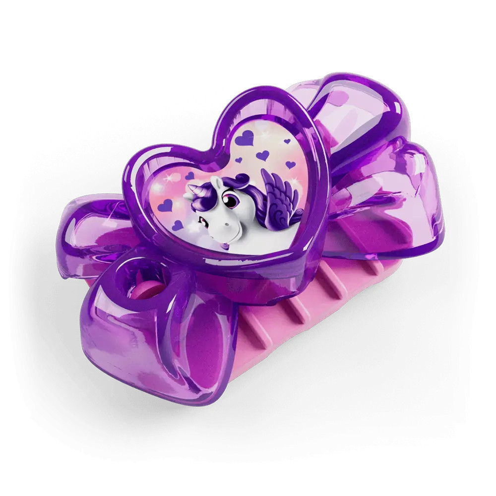 Sorpresine Unicorni 2025: VC165 - Molletta per capelli viola heart in vendita
